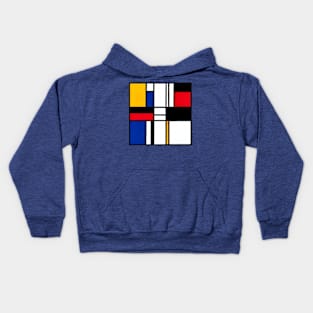 Mondrian Inspired Geometric Abstract Acrylic Painting XIV Kids Hoodie